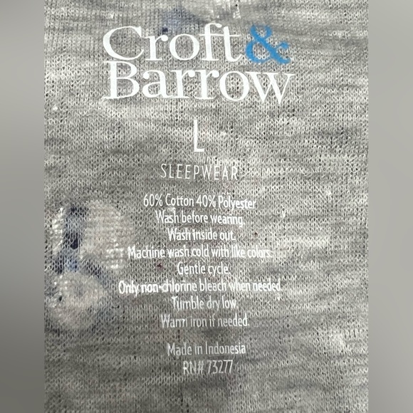 Croft & Barrow Snowman Print Gray Pajama Set NWT Women’s Large - Picture 4 of 4